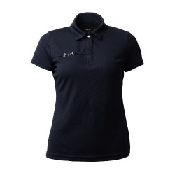 Functioneel poloshirt met korte mouwen Denise dames Horze Donker marineblauw