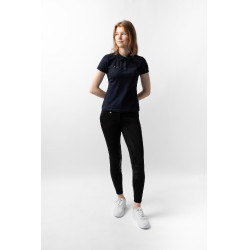 Functioneel poloshirt met korte mouwen Denise dames Horze Donker marineblauw