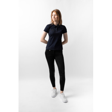 Functioneel poloshirt met korte mouwen Denise dames Horze Donker marineblauw