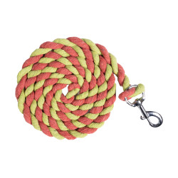 Longe HKM Cotton met musketon Appelgroen / neonkoraal