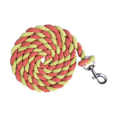 Longe HKM Cotton met musketon Appelgroen / neonkoraal