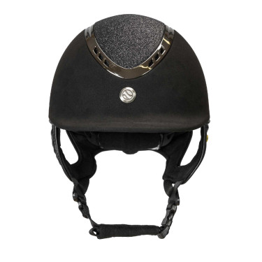 EQ3 Pardus Microvezel Helm met draaiknop Back on Track Zwart met glitters EQ3 Pardus Microvezel Helm met draaiknop Back on Track Zwart met glitters
