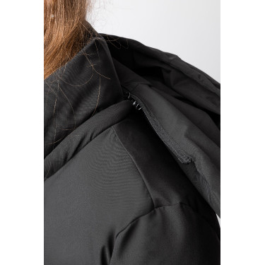 Lange gewatteerde damesjas Paloma Horze Zwart kaviaar