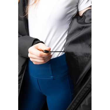 Lange gewatteerde damesjas Paloma Horze Zwart kaviaar