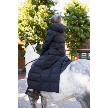 Lange gewatteerde damesjas Paloma Horze Zwart kaviaar