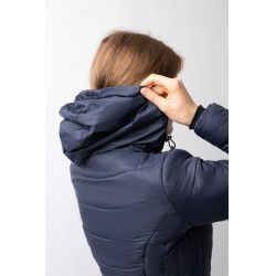 Gewatteerde paardrijjas Horze Astrid dames Polaireblauw Marineblauw