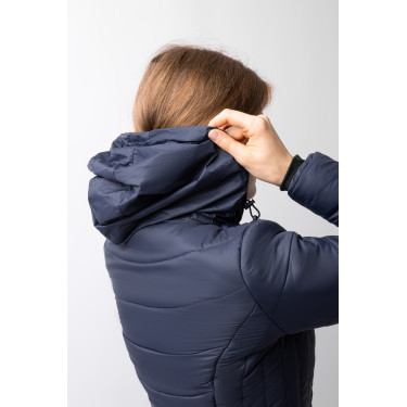 Gewatteerde paardrijjas Horze Astrid dames Polaireblauw Marineblauw