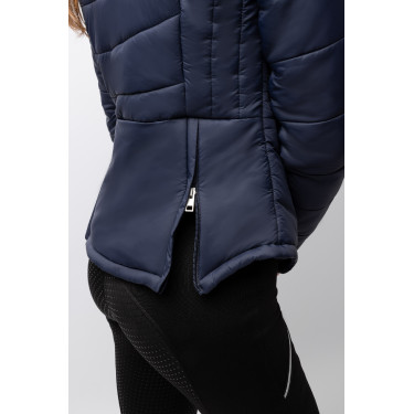 Gewatteerde paardrijjas Horze Astrid dames Polaireblauw Marineblauw