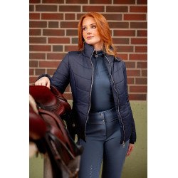 Gewatteerde paardrijjas Horze Astrid dames Polaireblauw Marineblauw