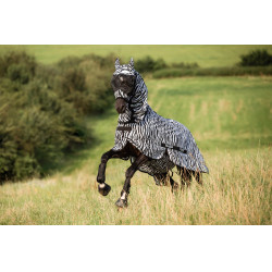 Beschermend vliegenmasker Zebra met oorbescherming Covalliero Beschermend vliegenmasker Zebra met oorbescherming Covalliero