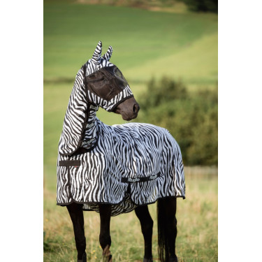 Beschermend vliegenmasker Zebra met oorbescherming Covalliero Beschermend vliegenmasker Zebra met oorbescherming Covalliero