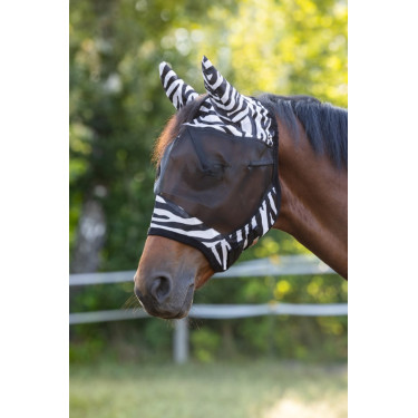 Beschermend vliegenmasker Zebra met oorbescherming Covalliero Beschermend vliegenmasker Zebra met oorbescherming Covalliero