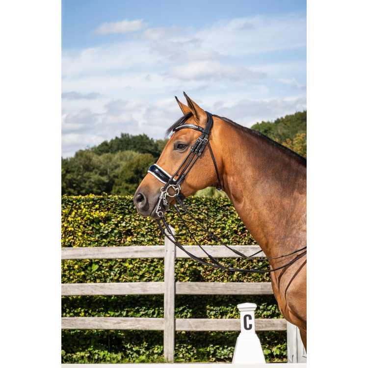 Neusriem Breed Vernis Witte Voering Dy'on dressuurcollectie rond leder