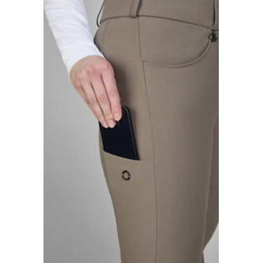 Amia-broek 6805 Pikeur kniestukken grip midhoge taille dames Taupe Bruin