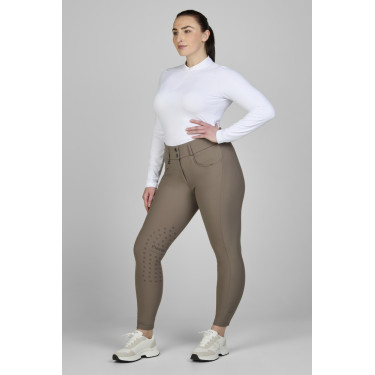 Amia-broek 6805 Pikeur kniestukken grip midhoge taille dames Taupe Bruin