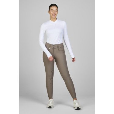 Amia-broek 6805 Pikeur kniestukken grip midhoge taille dames Taupe Bruin