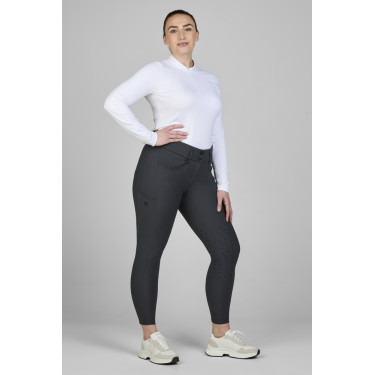 Amia-broek 6805 Pikeur kniestukken grip midhoge taille dames Donkere schaduw Grijs