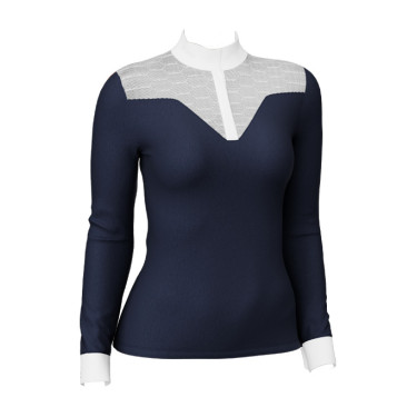 Wedstrijdpolo Emily LeMieux lange mouwen Marine Marineblauw