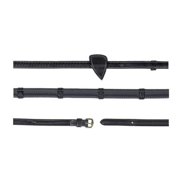 Rubberen teugels 1/2" met 7 stops en gevlochten afwerking D Collection Dy'on Zwart