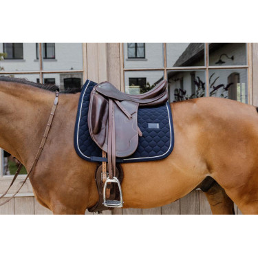 Tapijt ui quilt rubber logoo dressuur Kentucky Marine Marineblauw