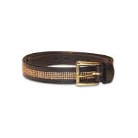 Leren riem HFI Bruin / goudkleurige Swarovski