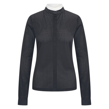 Wedstrijdpoloshirt mesh Imperial Riding Grandprix lange mouwen dames Zwart