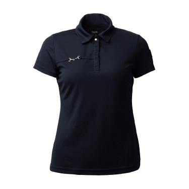 Functioneel poloshirt met korte mouwen Denise dames Horze Donker marineblauw