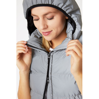 Gewatteerde mouwloze damesbodywarmer Horze reflecterend Reflecterend zilver Gewatteerde mouwloze damesbodywarmer Horze reflecterend Reflecterend zilver