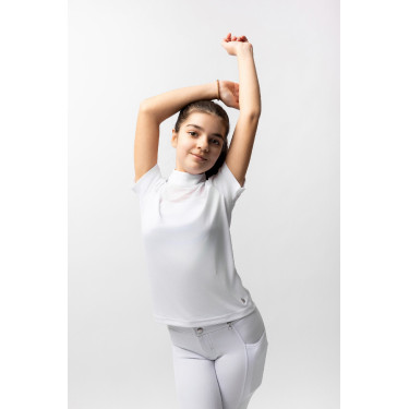 Wedstrijdpolo Horze Kaya kind strass Glanzend wit