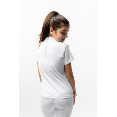 Wedstrijdpolo Horze Kaya kind strass Glanzend wit