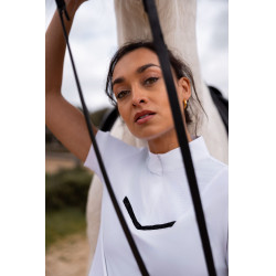 Glinsterend wedstrijdshirt Horze Taylor dames Glanzend wit