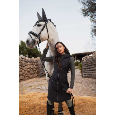 Lange mouwloze bodywarmer B Vertigo Agnetha dames Zwarte schoonheid