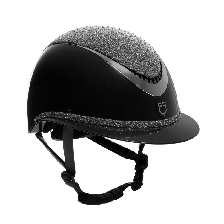 Luxe helm met brede klep en strass goedgekeurd volgens EN 1384-2023 Equestro