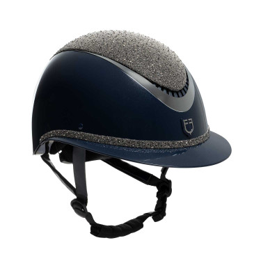 Luxe helm met brede klep en strass goedgekeurd volgens EN 1384-2023 Equestro