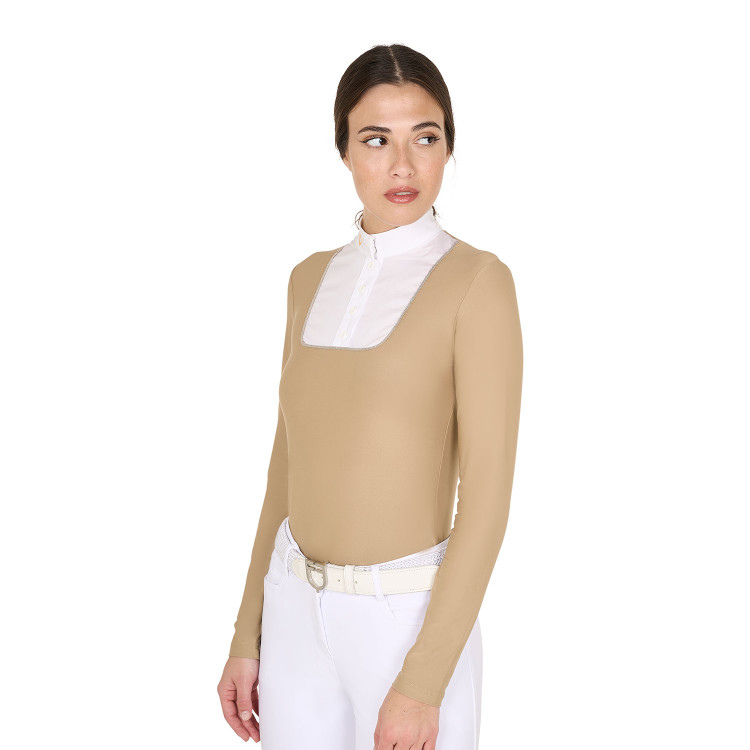 Wedstrijdpolo Dames Lange Mouwen met Knopen Equestro