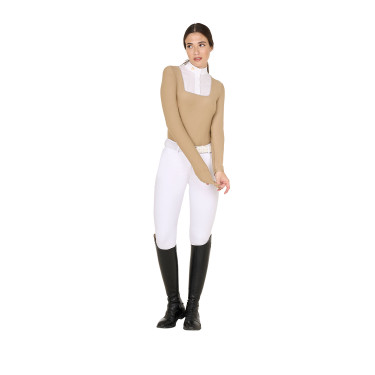 Wedstrijdpolo Dames Lange Mouwen met Knopen Equestro Wedstrijdpolo Dames Lange Mouwen met Knopen Equestro