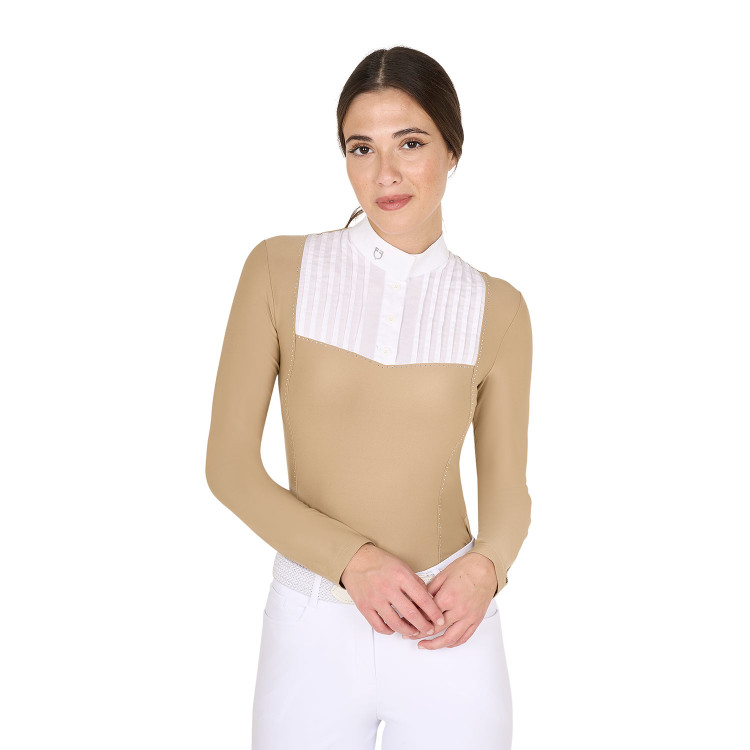 Wedstrijdpolo Dames Lange Mouwen met Strass Equestro