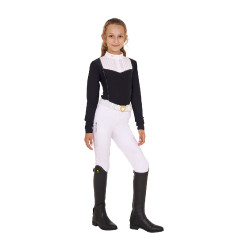 Wedstrijdpolo Meisje met Strass Equestro Zwart