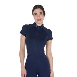 Technische aansluitende trainingspolo met ritssluiting voor dames Equestro Marineblazer Marineblauw