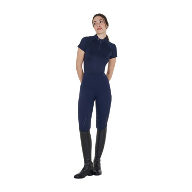 Technische aansluitende trainingspolo met ritssluiting voor dames Equestro Marineblazer Marineblauw