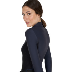 Dames Trainingspolo Lange Mouwen Equestro Marineblazer Marineblauw