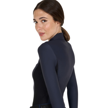 Dames Trainingspolo Lange Mouwen Equestro Marineblazer Marineblauw