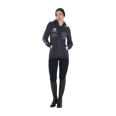 Dameshoodie met multi-logo nieuwe Equestro Asfalt Grijs