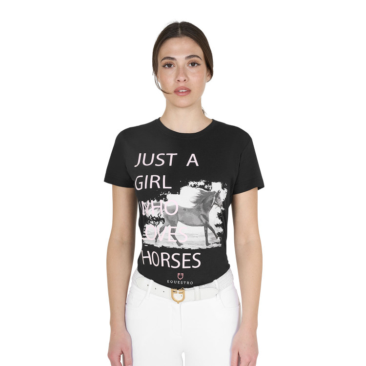 Dames T-shirt van katoen Equestro Horse Lover