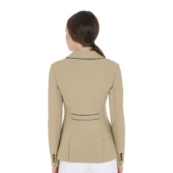 Wedstrijdjas dames in technische stretchstof Equestro Wierook Beige
