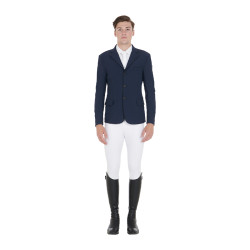 Wedstrijdjas voor Heren in Stretchstof met Ritszakken Equestro Marineblazer Marineblauw