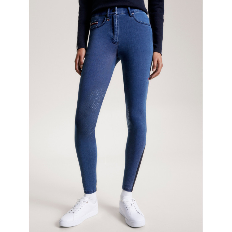 Tommy Hilfiger Equestrian Queens Denim damesrijbroek met kniestukken grip Tommy Hilfiger Equestrian Queens Denim damesrijbroek met kniestukken grip