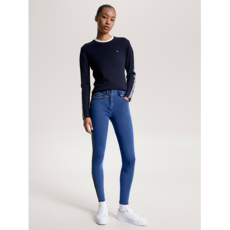 Tommy Hilfiger Equestrian Queens Denim damesrijbroek met kniestukken grip Tommy Hilfiger Equestrian Queens Denim damesrijbroek met kniestukken grip