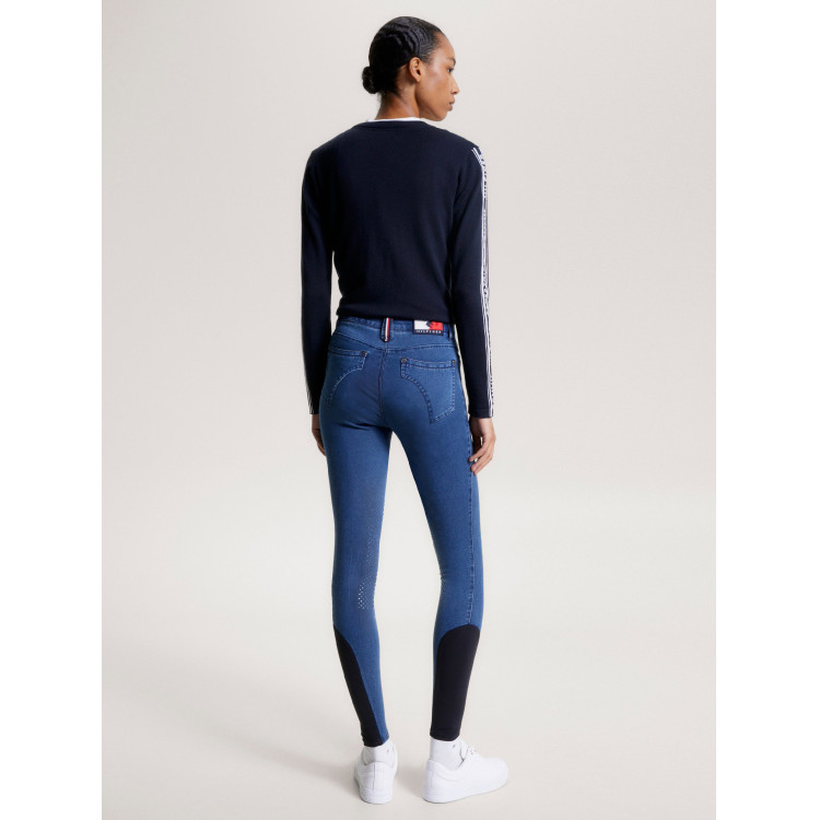 Tommy Hilfiger Equestrian Queens Denim damesrijbroek met kniestukken grip Tommy Hilfiger Equestrian Queens Denim damesrijbroek met kniestukken grip