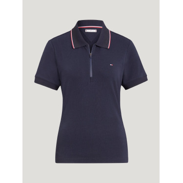 Tommy Hilfiger Equestrian Camden dames polo met rits en korte mouwen Tommy Hilfiger Equestrian Camden dames polo met rits en korte mouwen